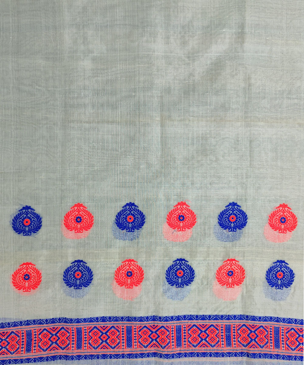 White multicolor nooni handloom assam mekhela chador
