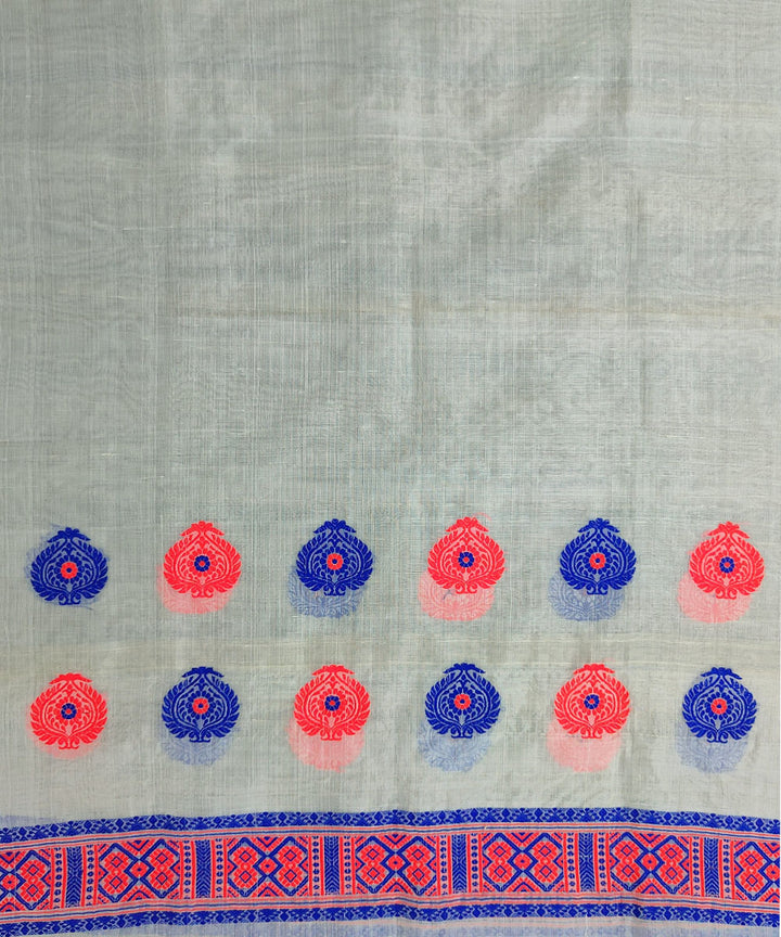 White multicolor nooni handloom assam mekhela chador