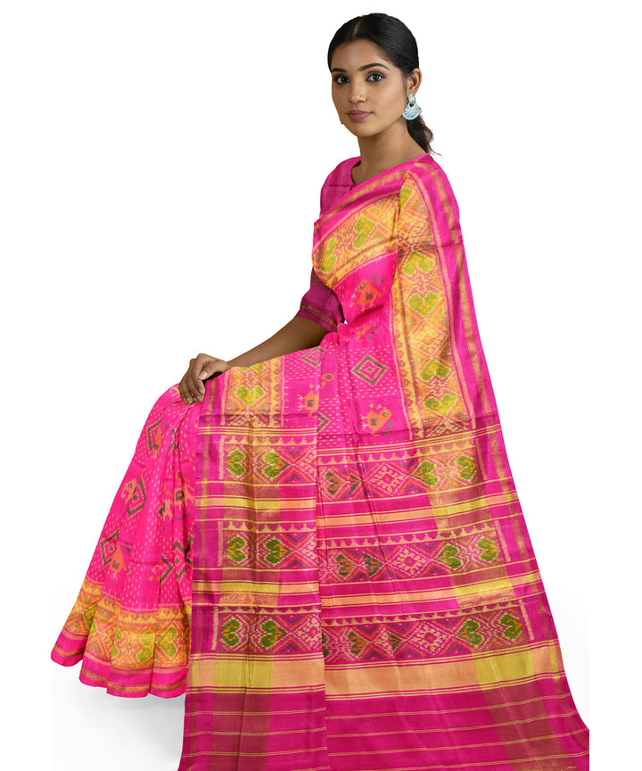 Pink silk handloom patola saree