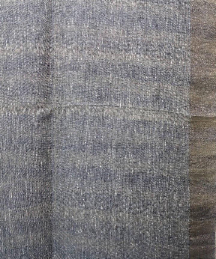 bluish Grey zari handwoven Linen Saree