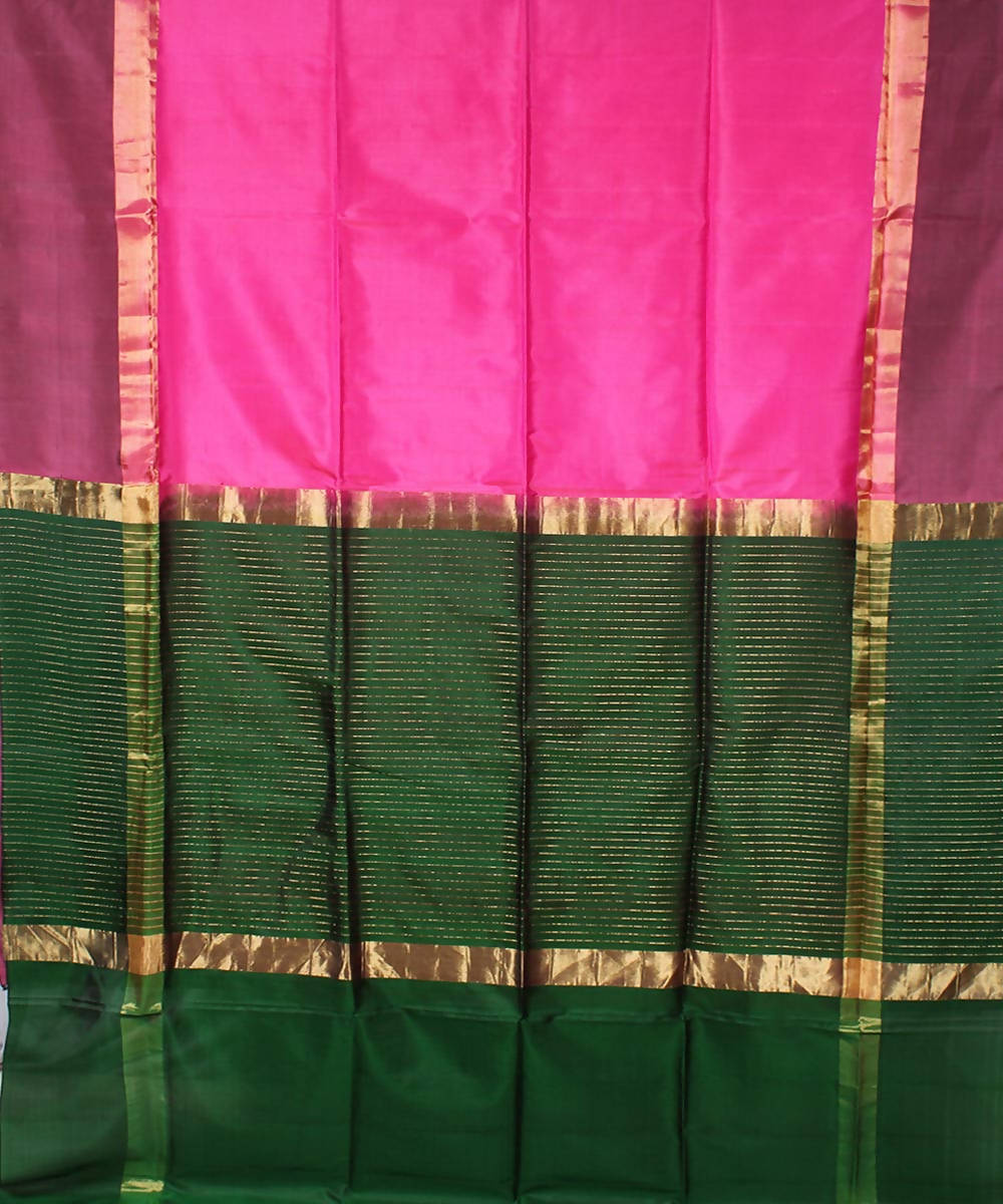 pink green karnataka handloom silk saree