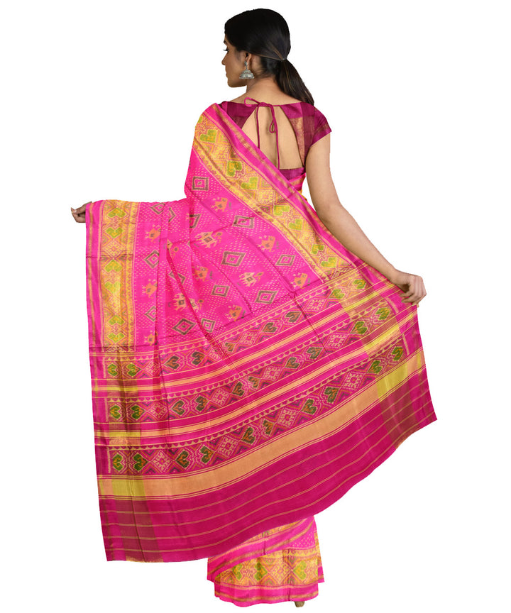 Pink silk handloom patola saree