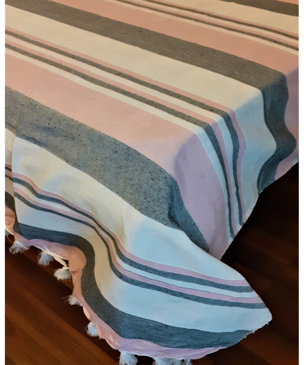 Multicolour handloom cotton stripe bedsheet