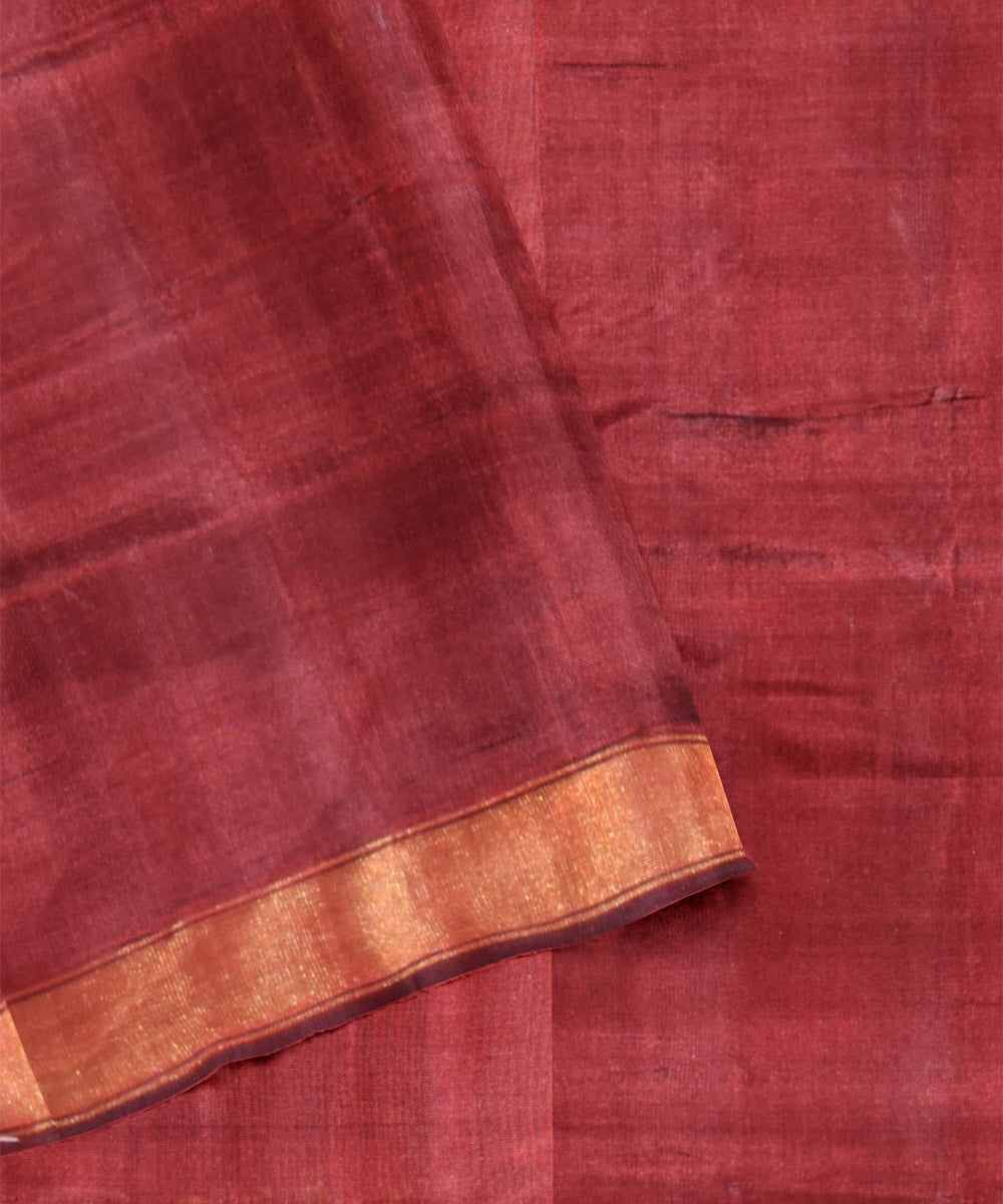 Reddish brown silk handloom patola ikat saree