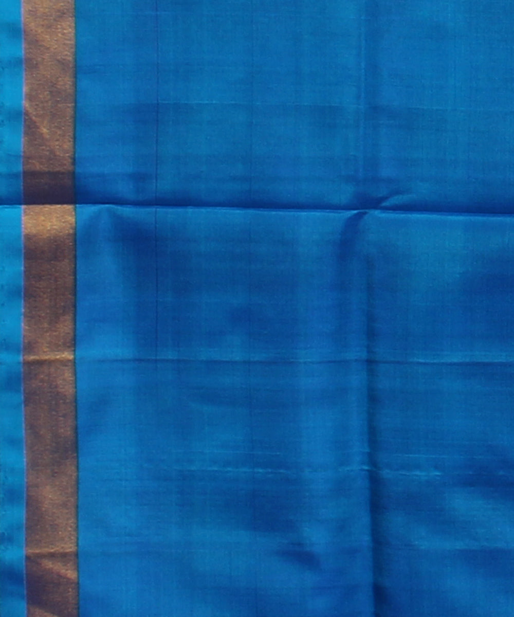 Pink and sky blue checks handwoven karnataka silk saree