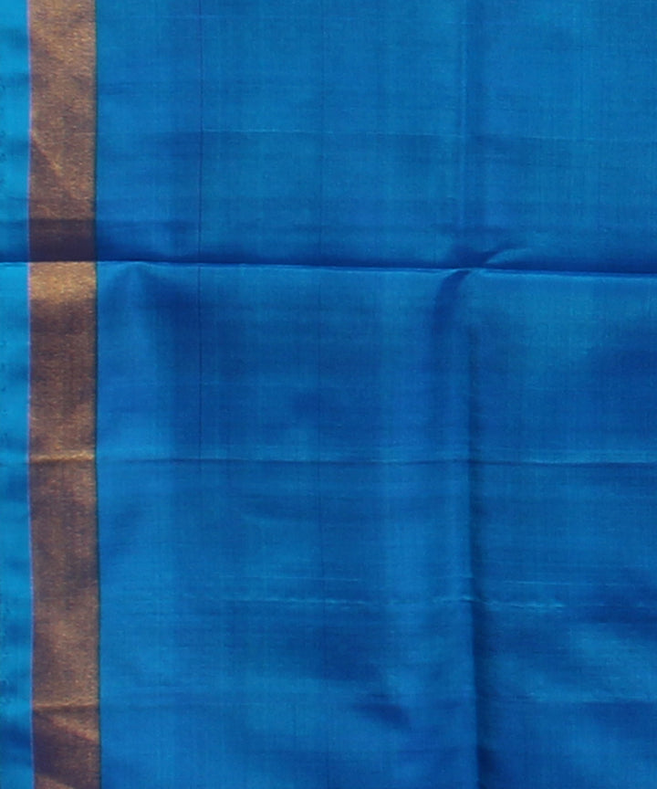 Pink and sky blue checks handwoven karnataka silk saree