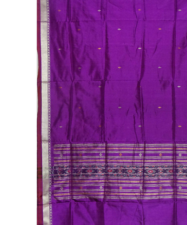 Purple handwoven ikat silk sambalpuri dupatta