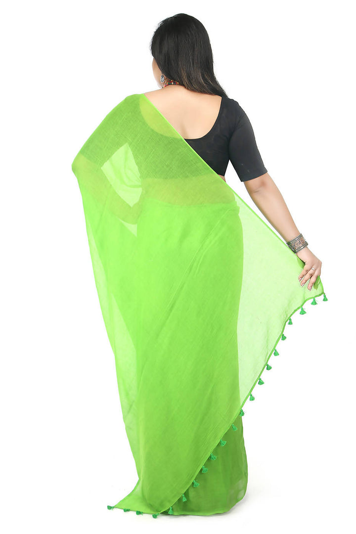 Handloom bengal light green soft cotton saree