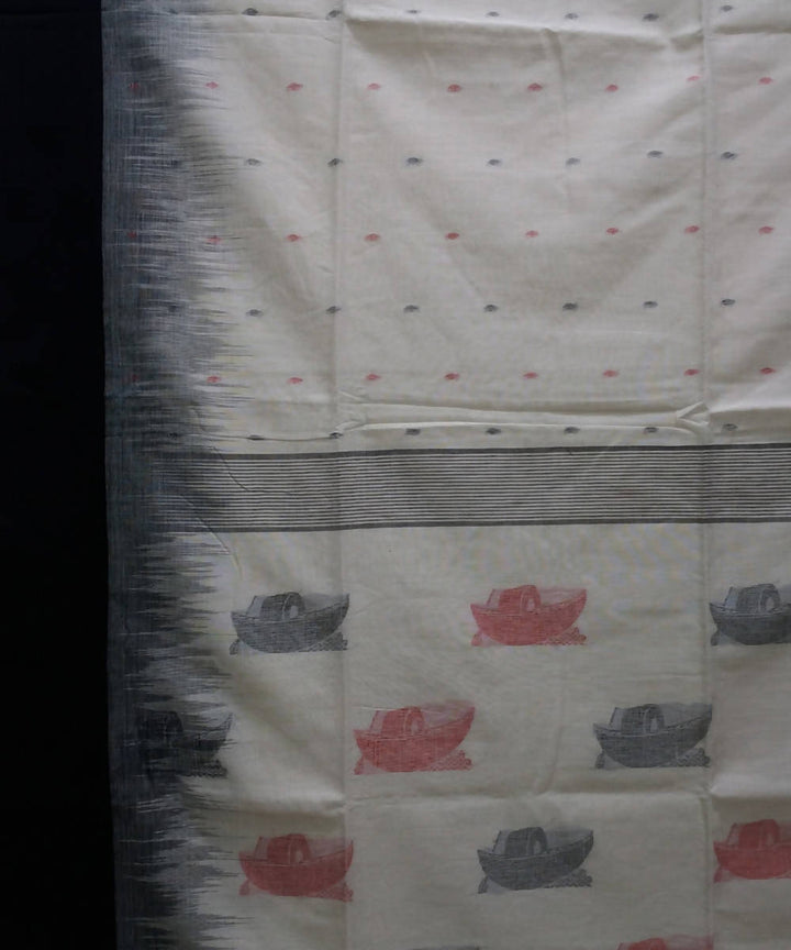 Bengal handspun handwoven cotton white saree