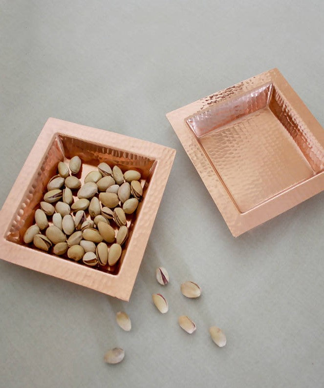 Handmade copper square platter