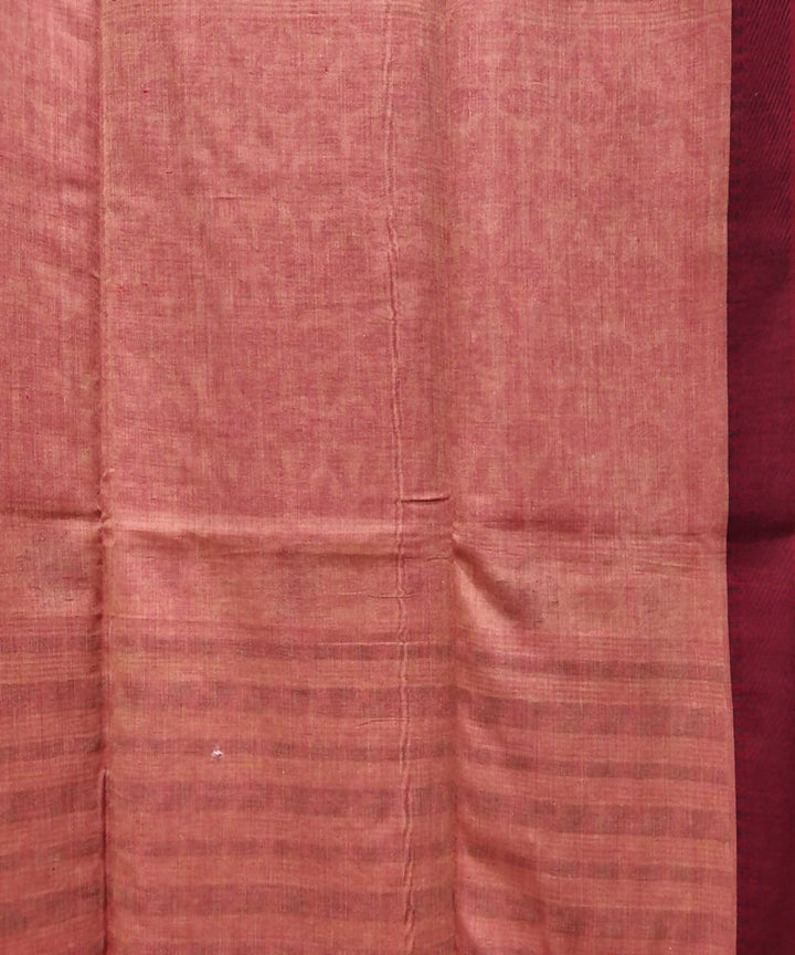 Beige black handloom cotton saree