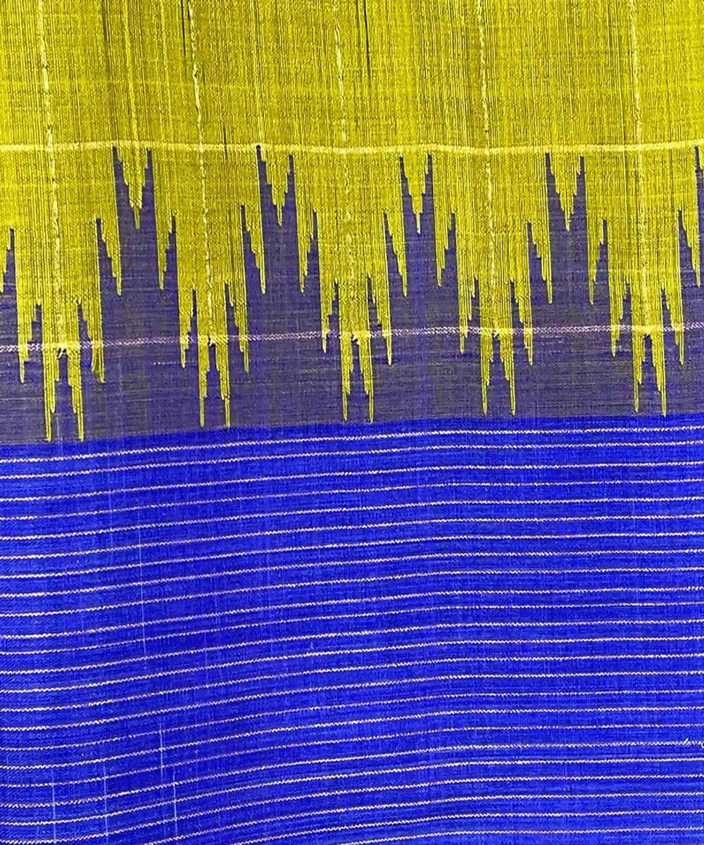 Mehendi green blue handwoven temple border tussar silk saree