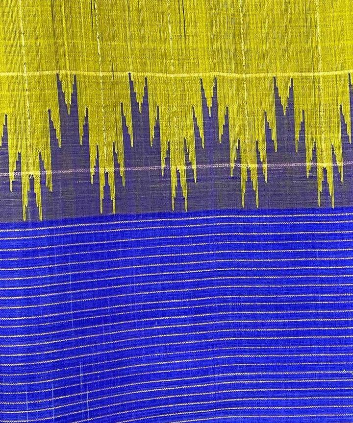 Mehendi green blue handwoven temple border tussar silk saree