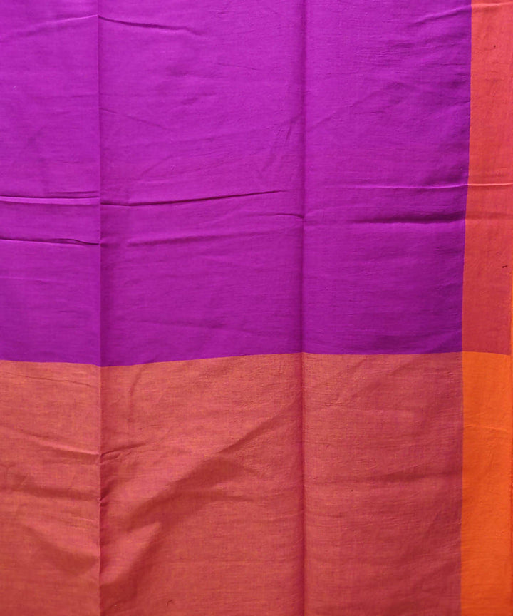 Purple orange handloom handspun cotton saree