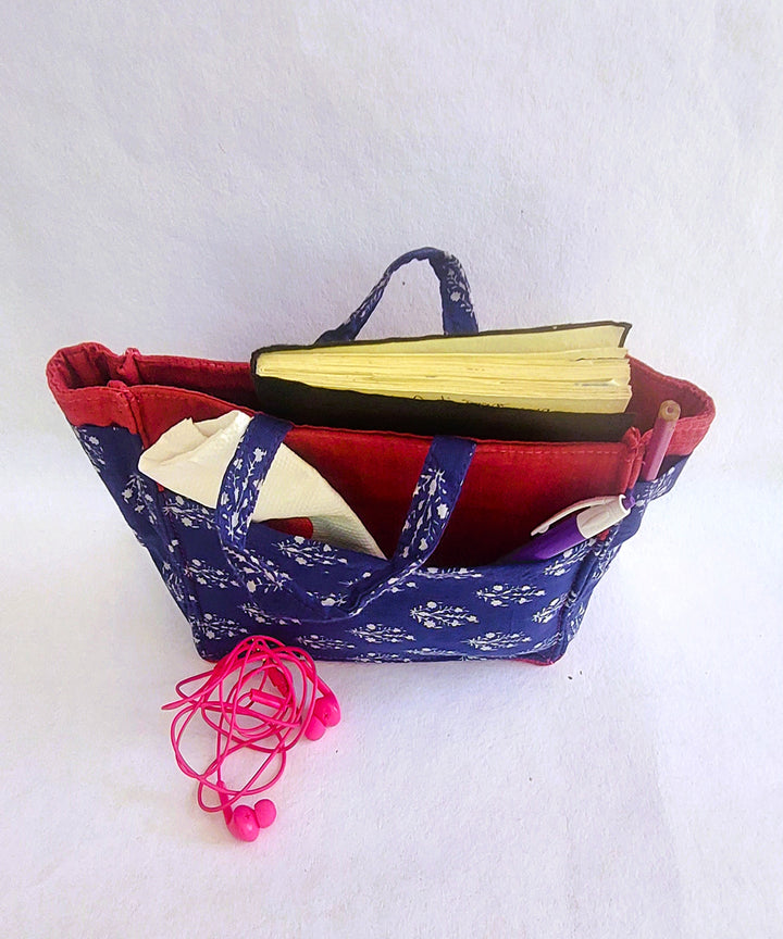 Red blue handcrafted cotton bag