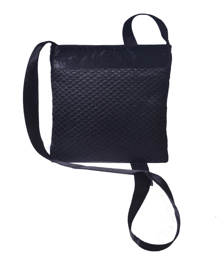 Black beige hand embroidery mashroo cross body bag