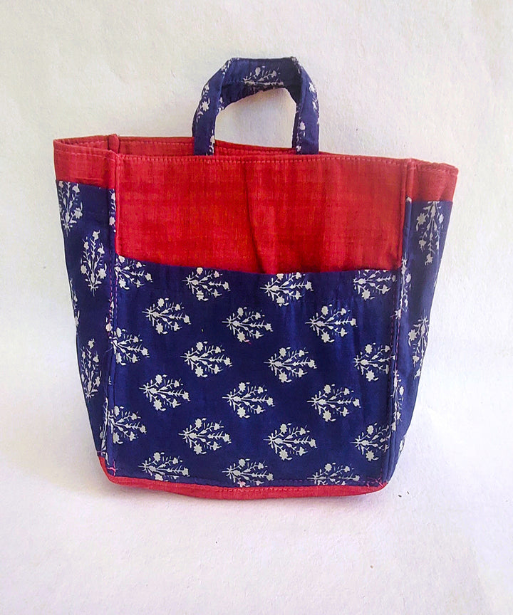 Red blue handcrafted cotton bag