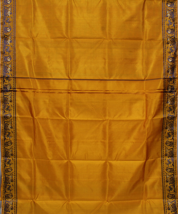 Mustard orange handwoven silk baluchari saree