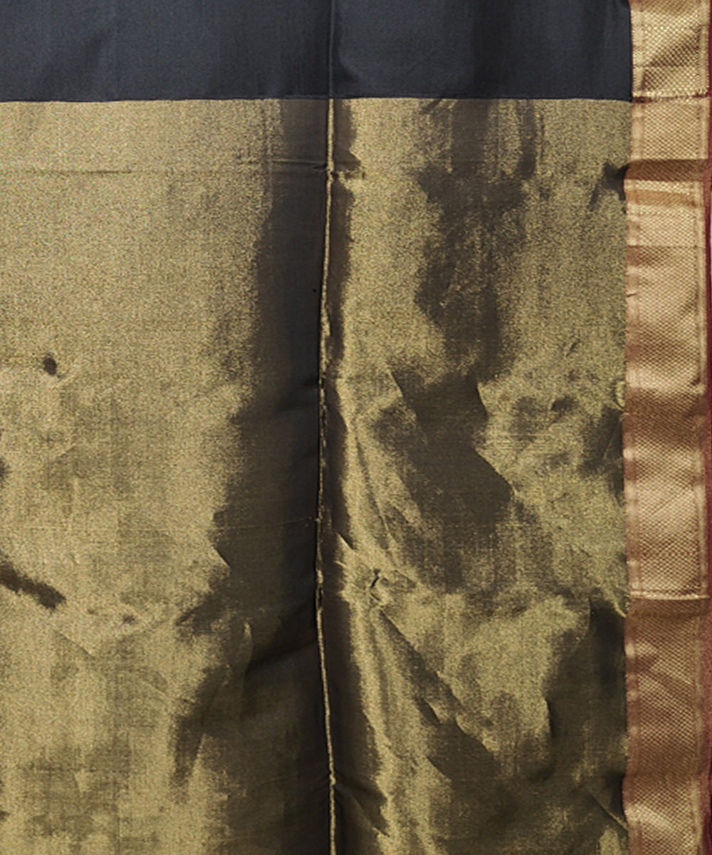 Black red handwoven cotton silk maheshwari saree