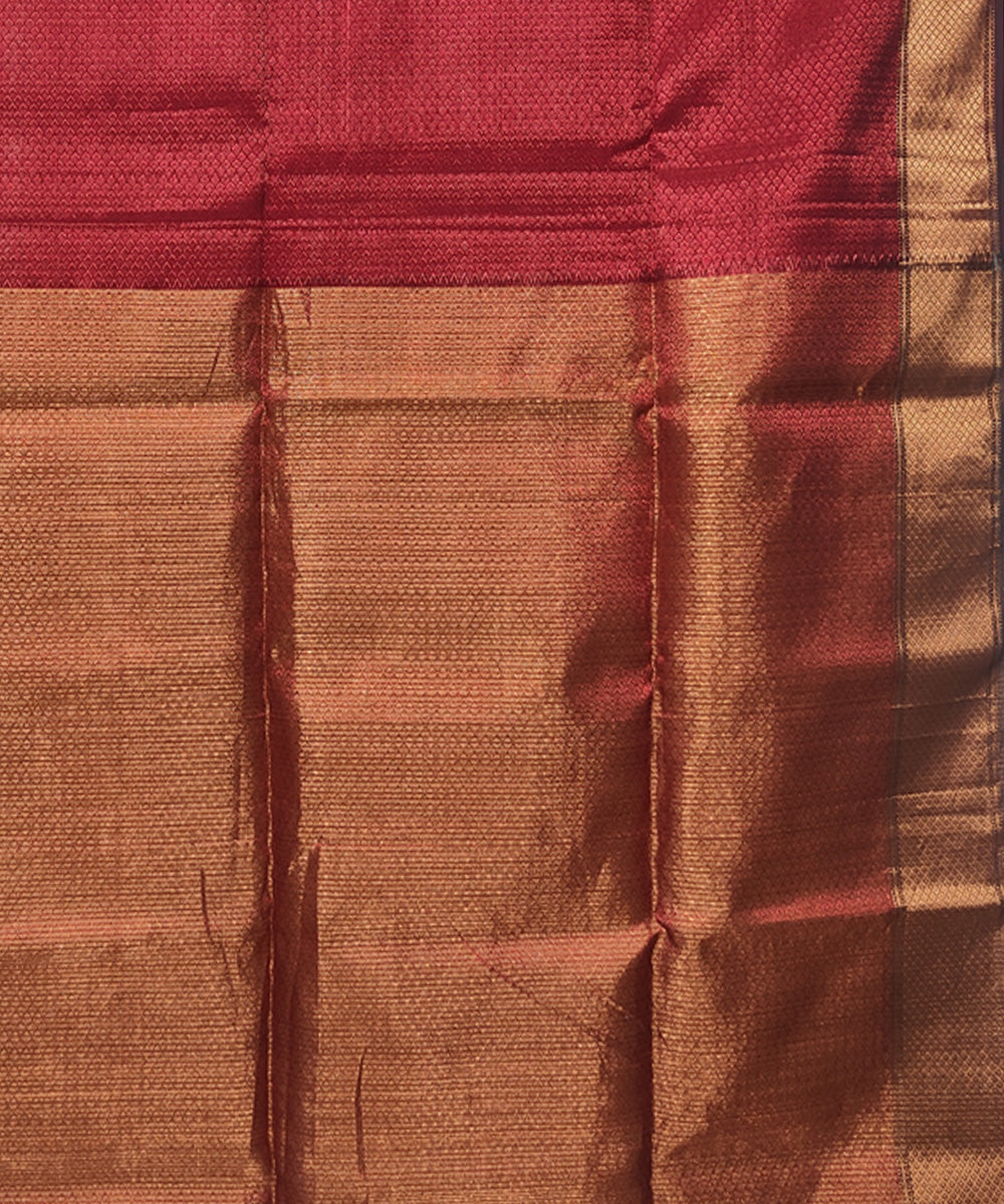 Red handwoven cotton silk maheshwari saree