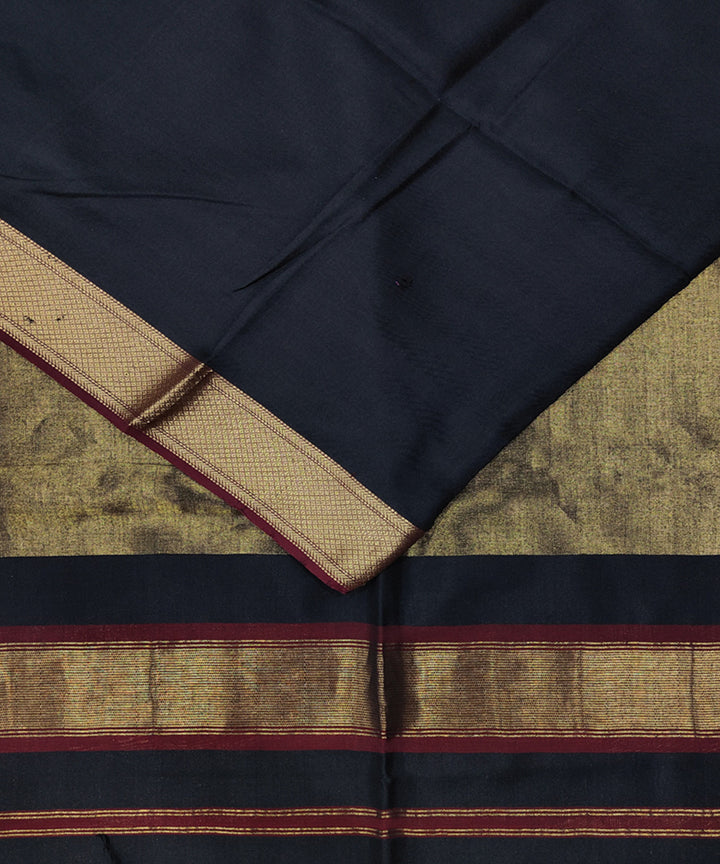 Black red handwoven cotton silk maheshwari saree