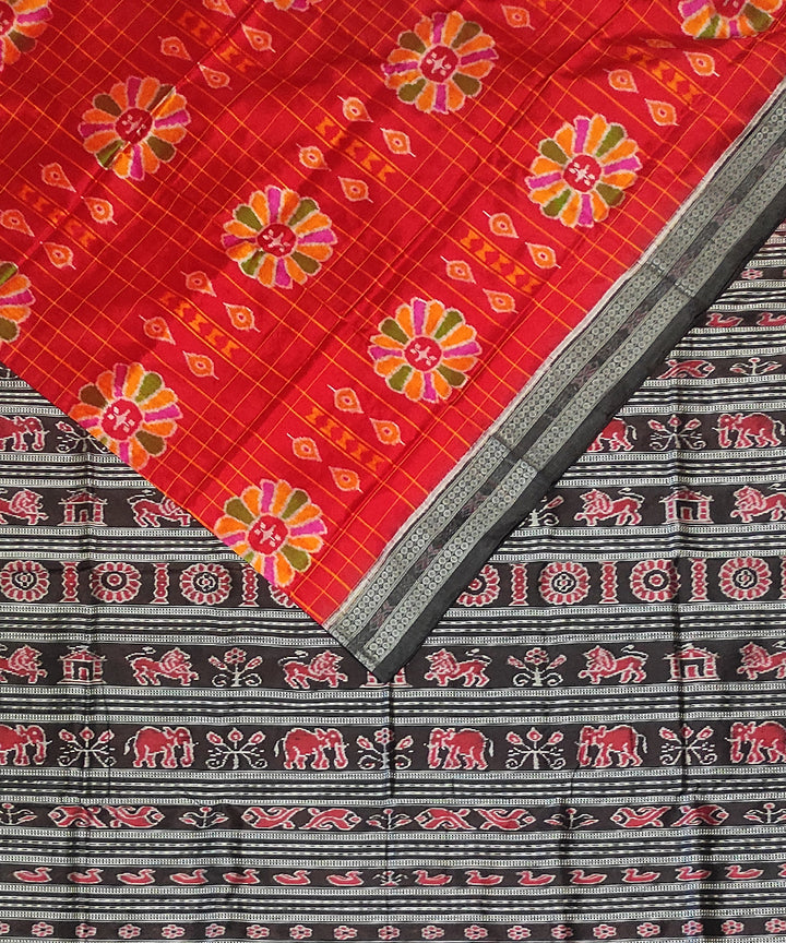 Red black silk handloom sambalpuri saree