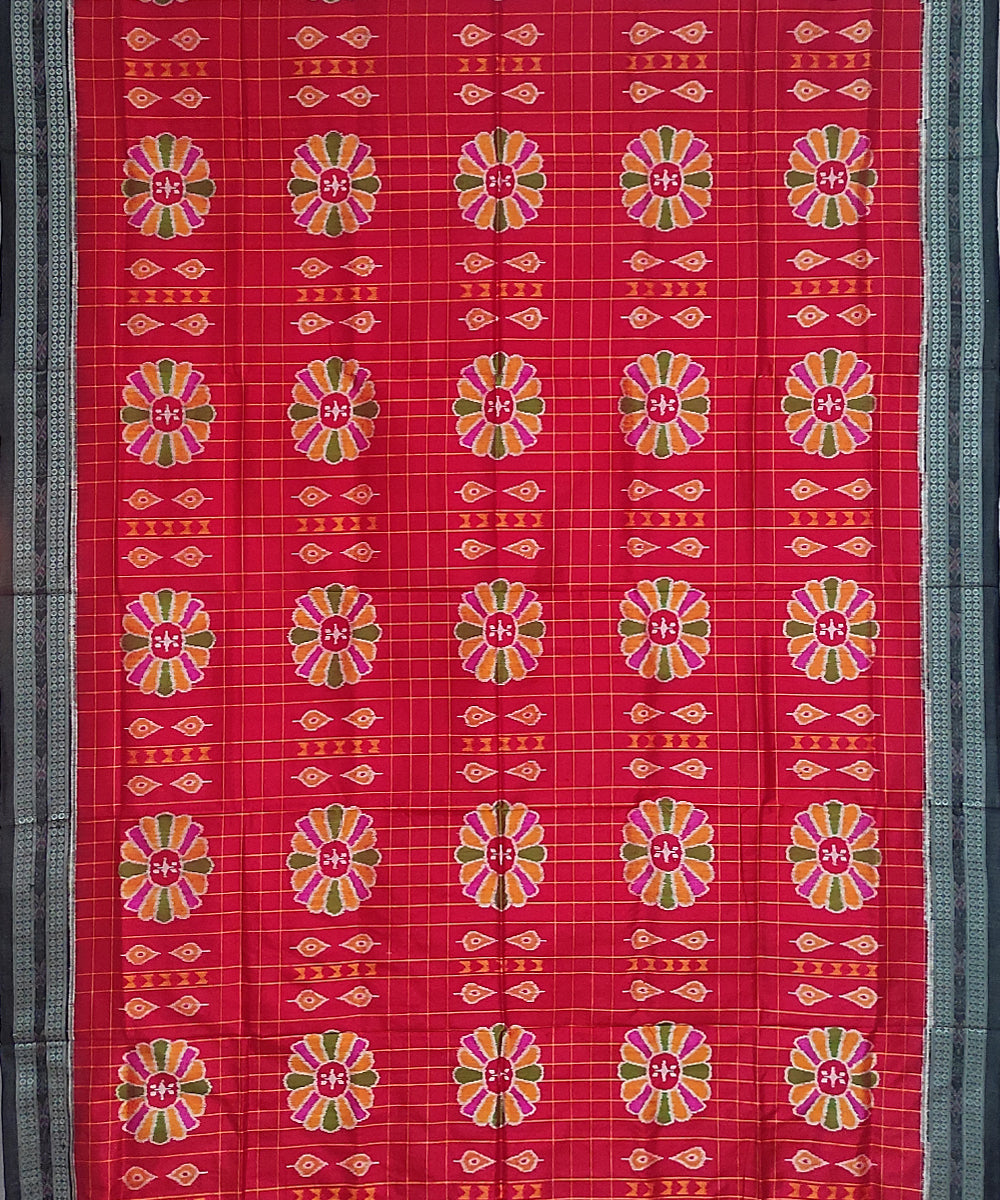 Red black silk handloom sambalpuri saree