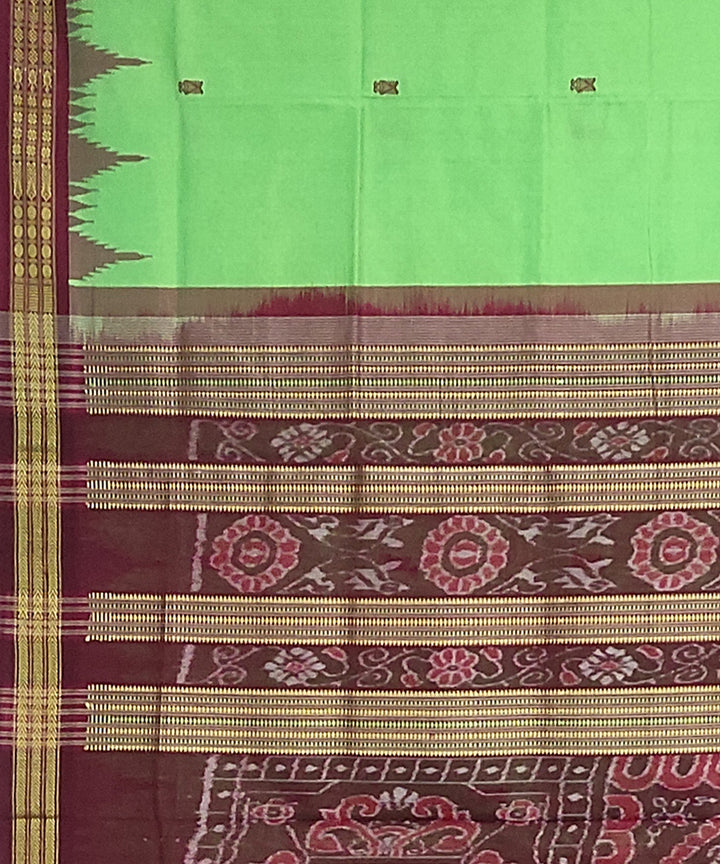 Mint green maroon silk handloom bomkai saree
