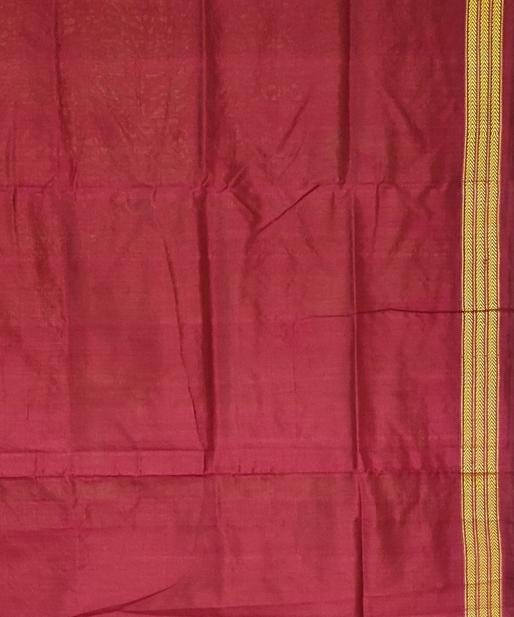 Mint green maroon silk handloom bomkai saree
