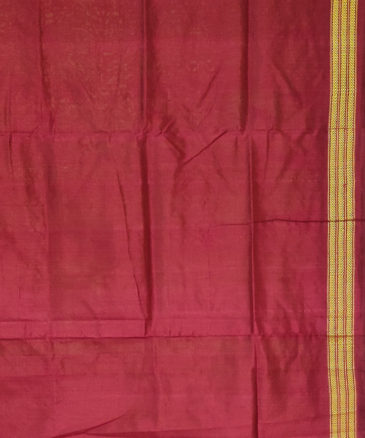Mint green maroon silk handloom bomkai saree