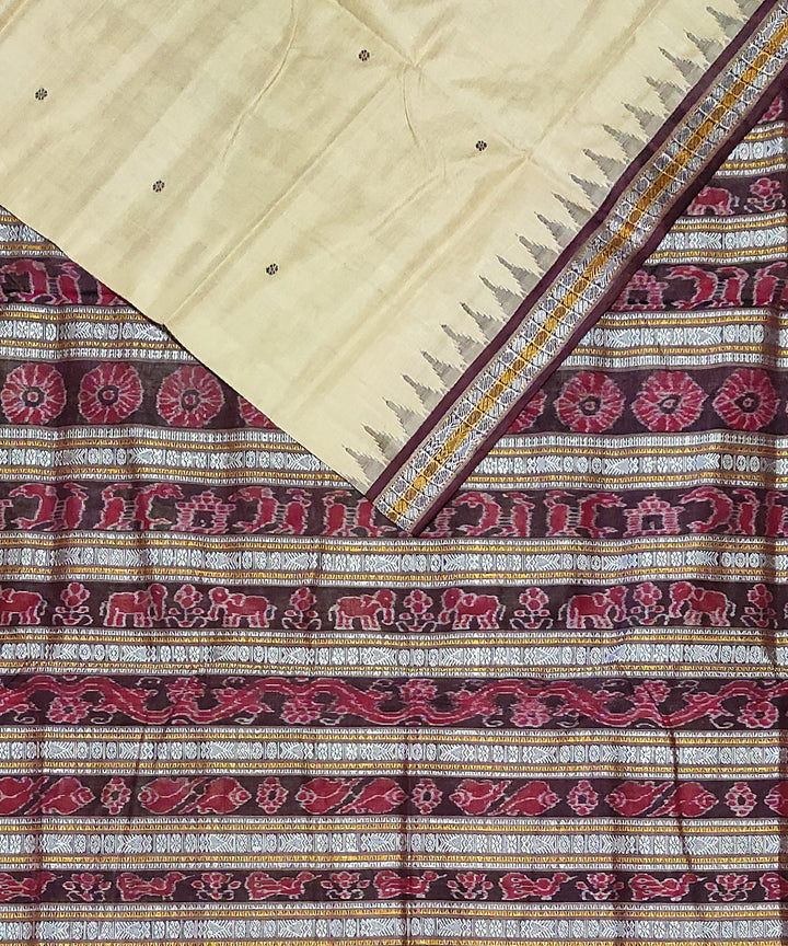 Beige mahogani silk handloom bomkai saree