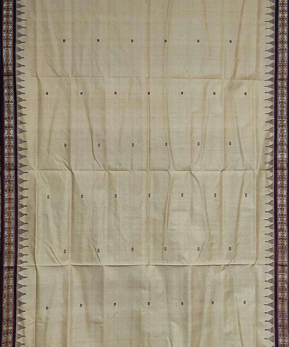 Beige mahogani silk handloom bomkai saree