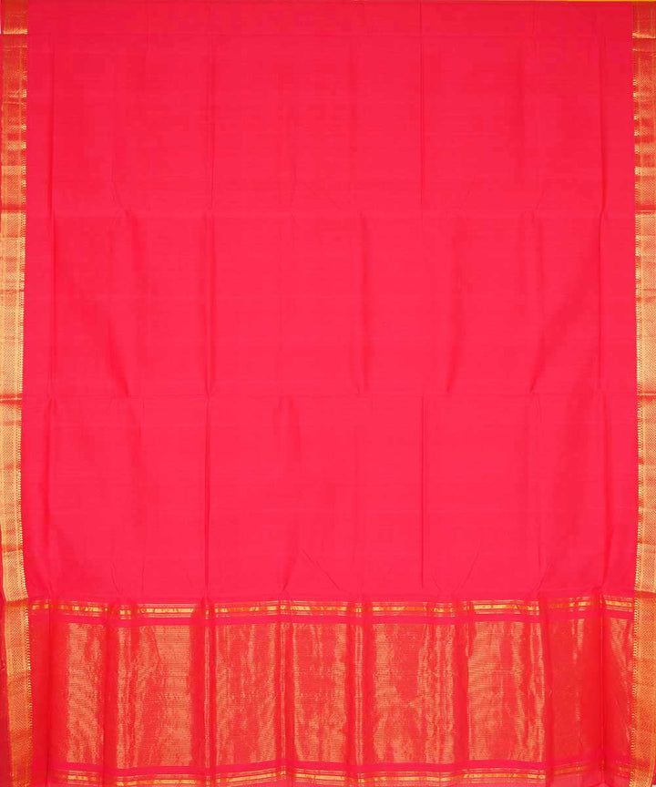 Pink gold border cotton handwoven mangalagiri saree