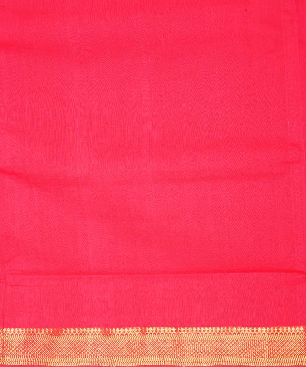 Pink gold border cotton handwoven mangalagiri saree