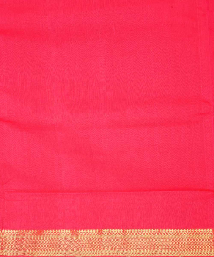 Pink gold border cotton handwoven mangalagiri saree