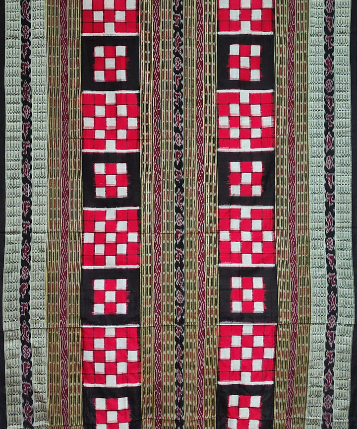 Maroon black sambalpuri silk handloom pasapalli saree