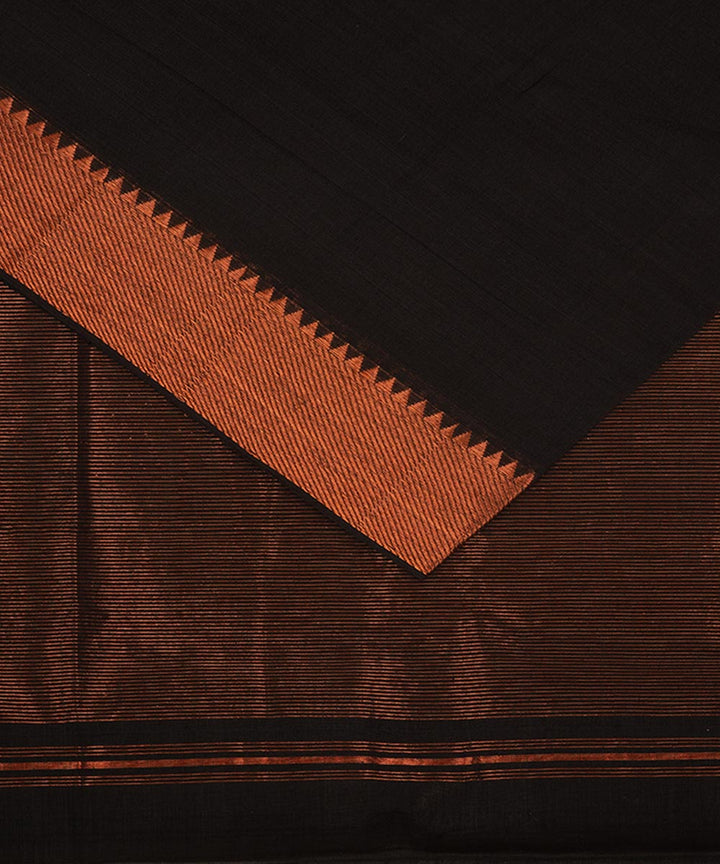 Black gold big border cotton handwoven mangalagiri saree
