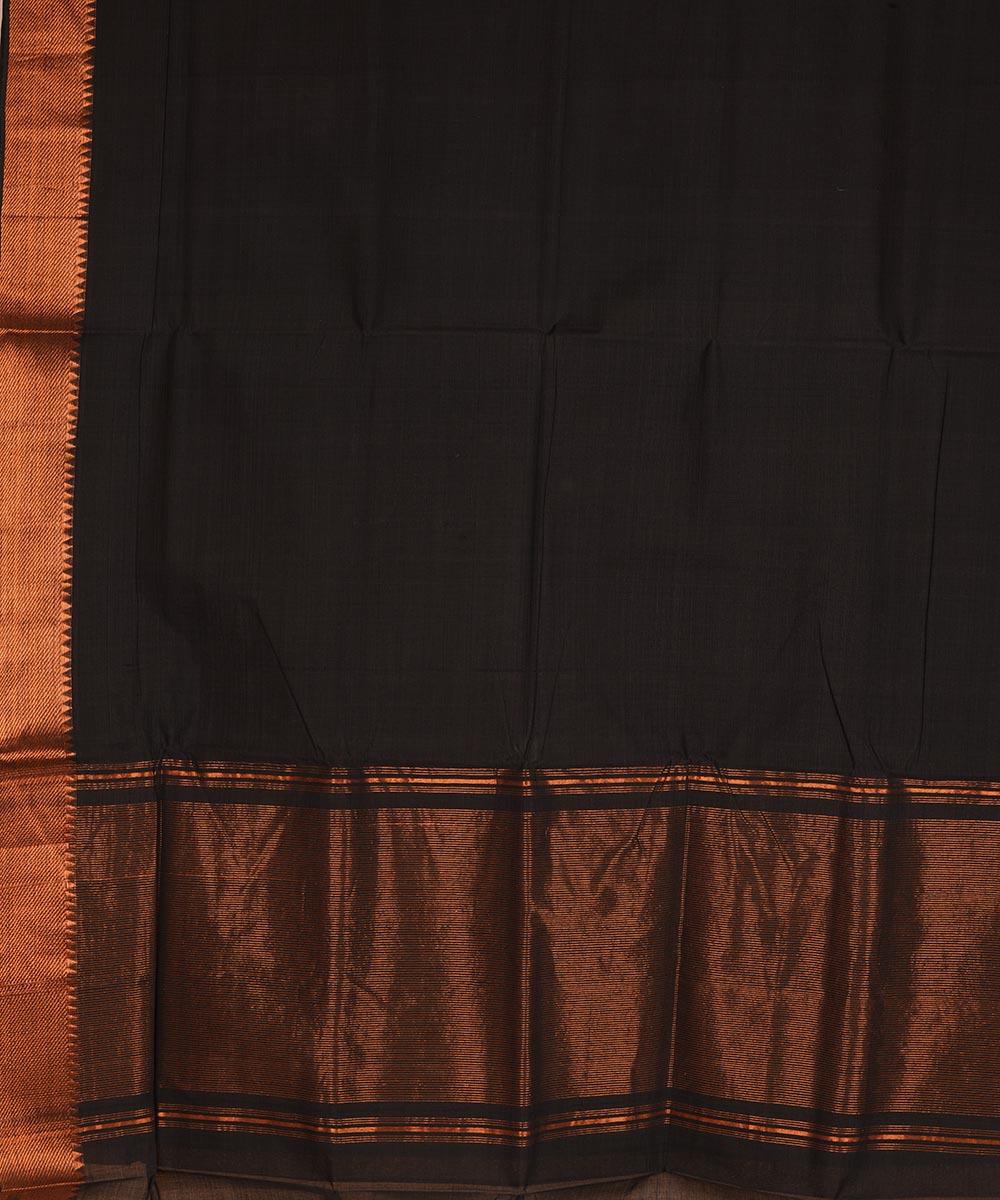 Black gold big border cotton handwoven mangalagiri saree