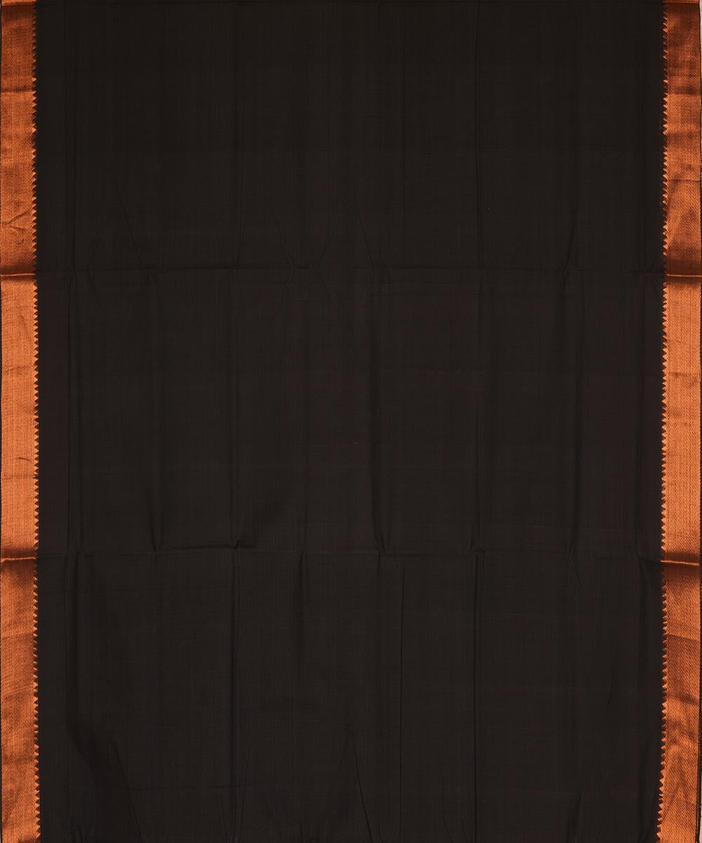 Black gold big border cotton handwoven mangalagiri saree