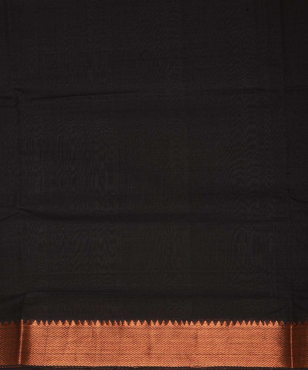 Black gold big border cotton handwoven mangalagiri saree