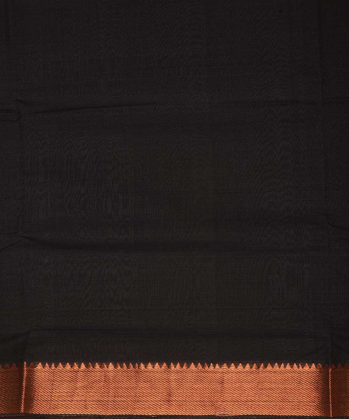 Black gold big border cotton handwoven mangalagiri saree