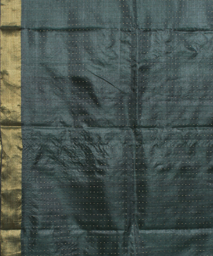 Dark green handwoven kosa tussar silk saree