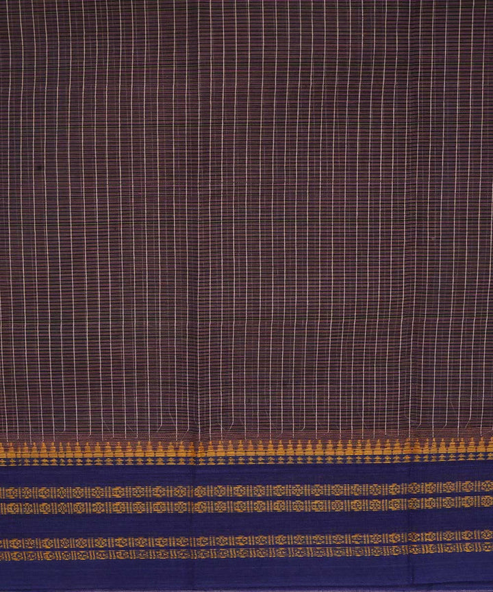 Dark brown handwoven cotton narayanpet saree