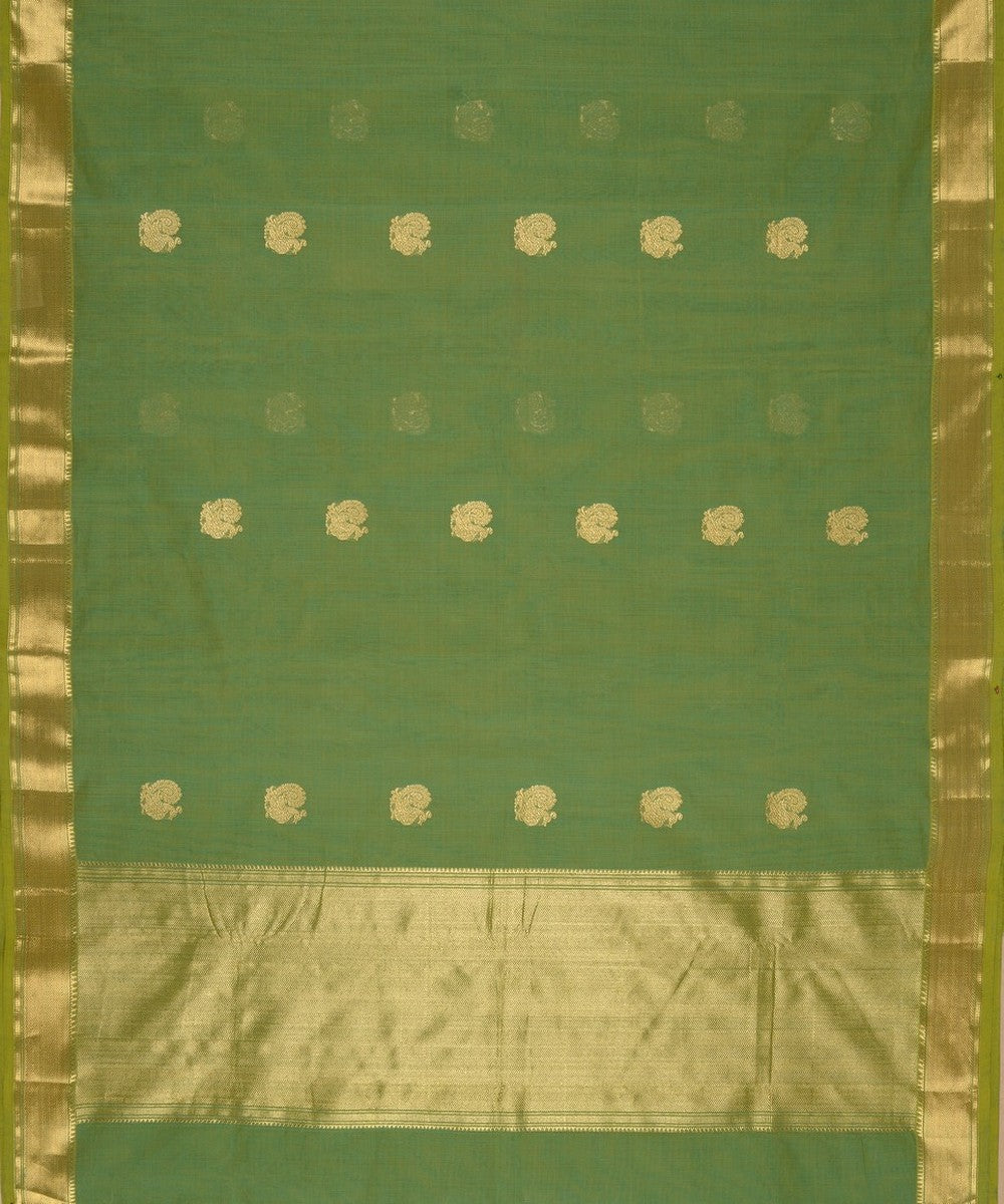 Light green zari handwoven cotton kanchi saree