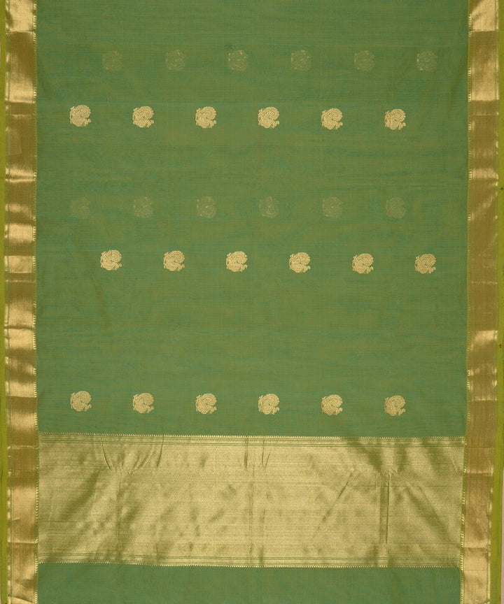 Light green zari handwoven cotton kanchi saree