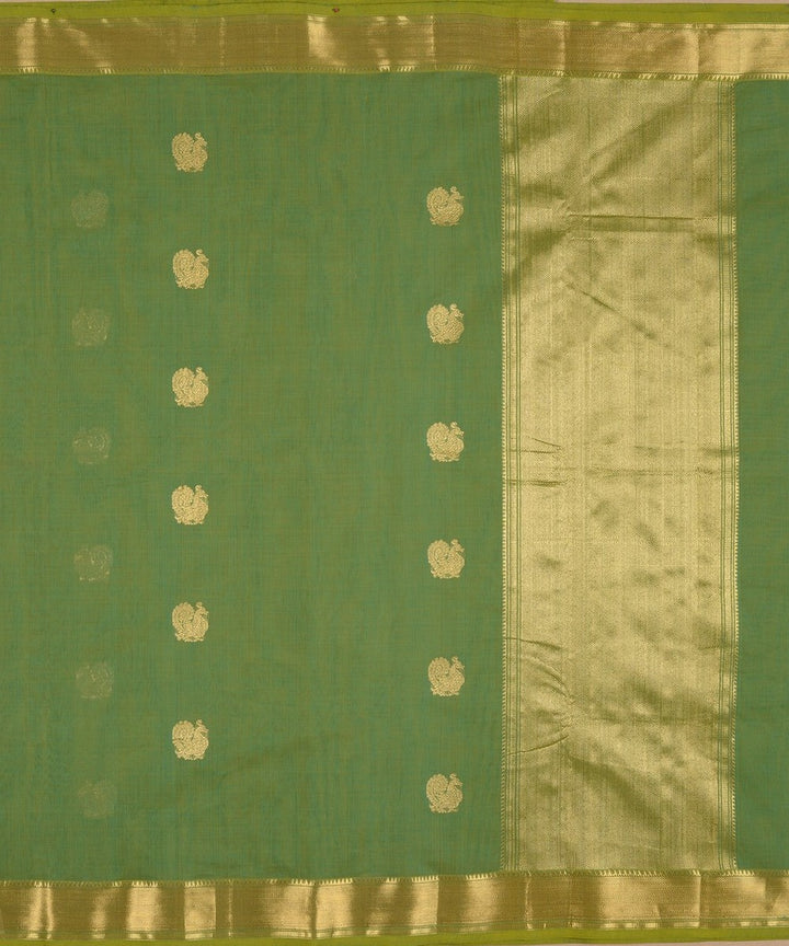 Light green zari handwoven cotton kanchi saree