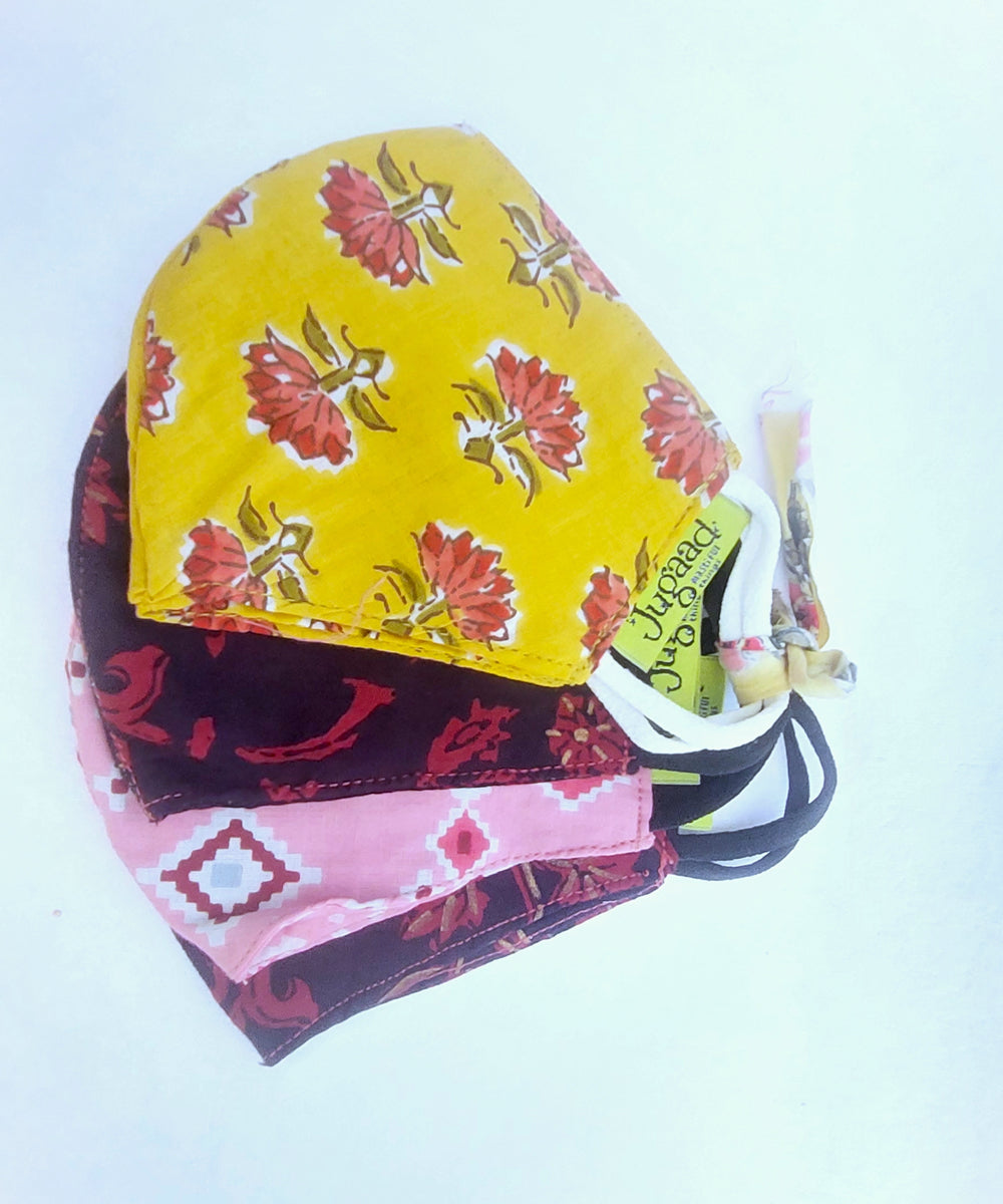 Cotton multicolor mask set of 4