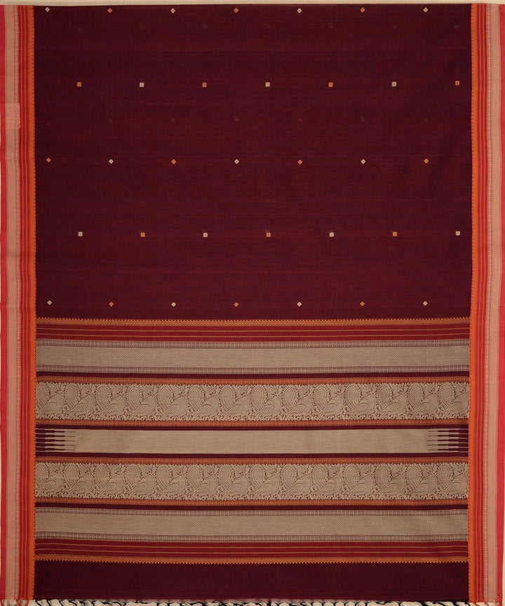 Maroon red handwoven cotton kanchi saree