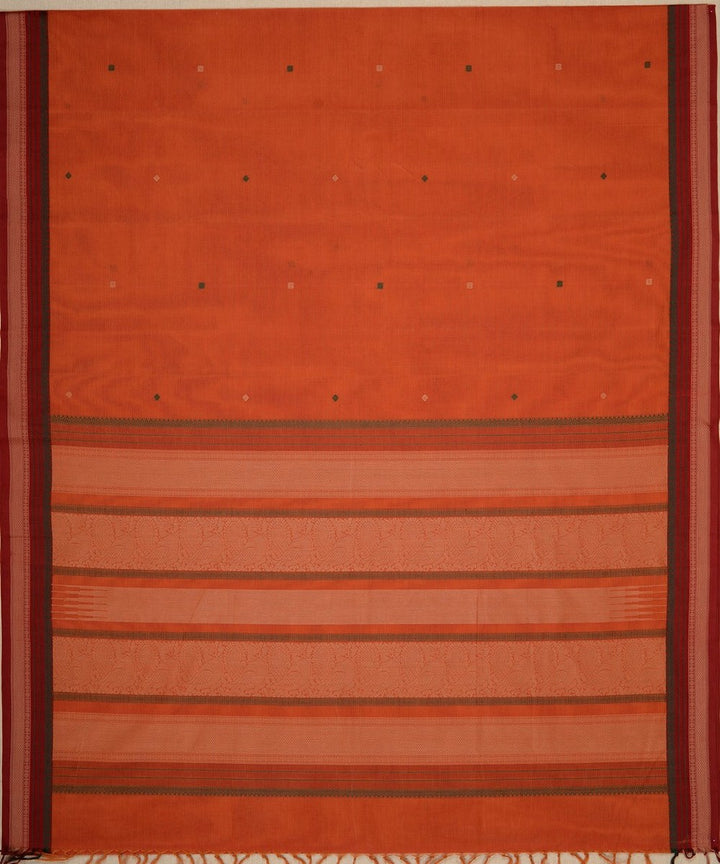 Orange pink handwoven cotton kanchi saree