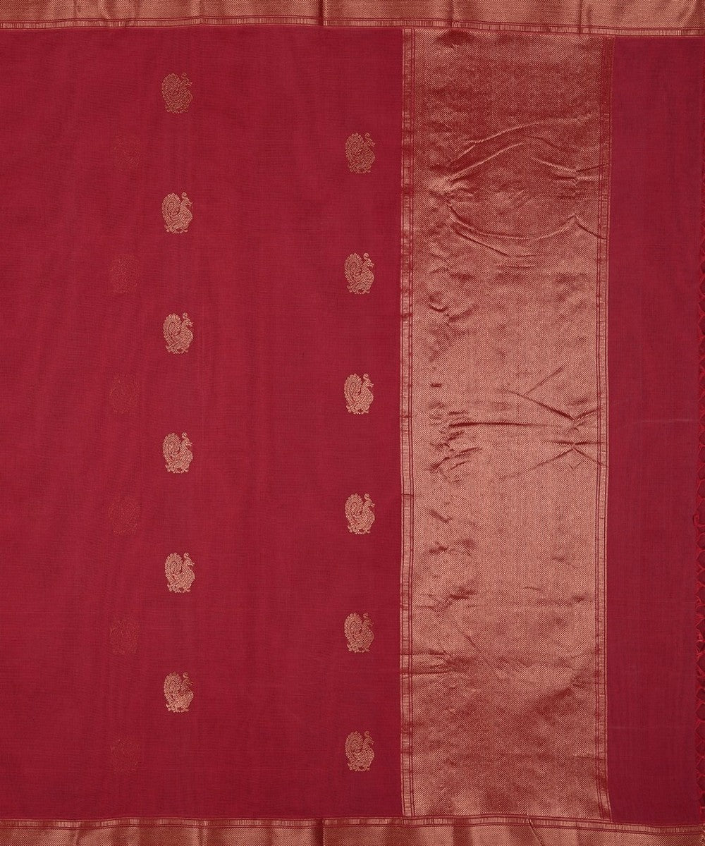 Pink zari butta handwoven cotton kanchi saree